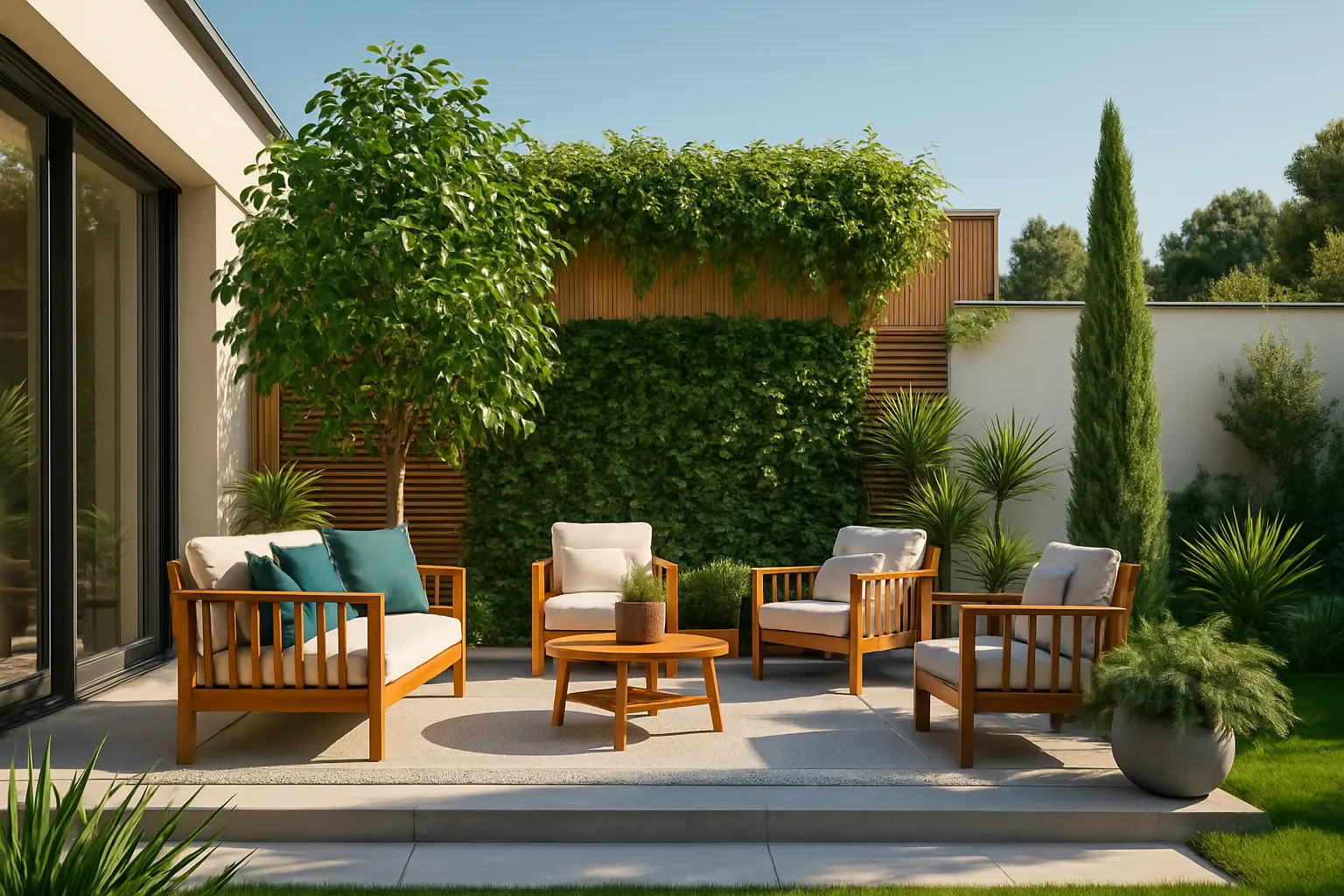 Plante artificielle d'extérieur résistante UV après entretien plantes artificielles professionnel